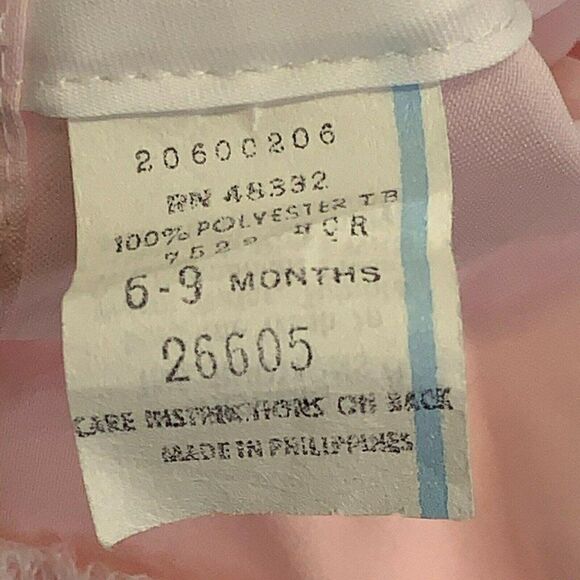 Vintage Infant Baby Doll Dress 6-9m Pink Lace Embroidery Accordion Pleats - Picture 3 of 3